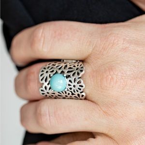 Silver and Turquoise Stretch Band Ting